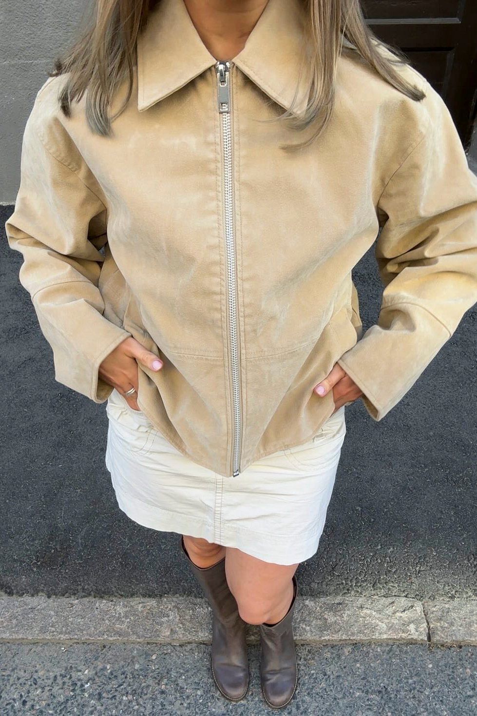 Classic Zip Suede Jacket