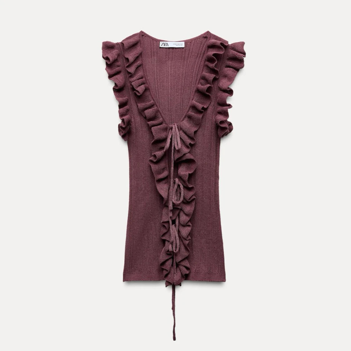 Wine Red Ruffled Top