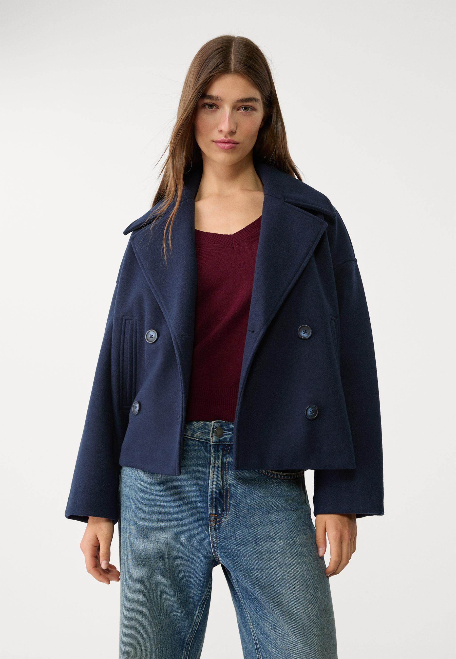Navy Cropped Peacoat