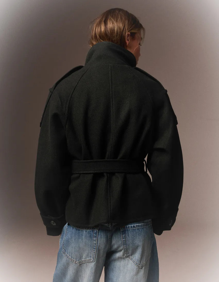 The Noir Belted Wool Coat