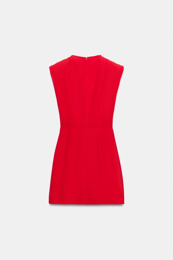 Draped Structured Shoulder Mini Dress