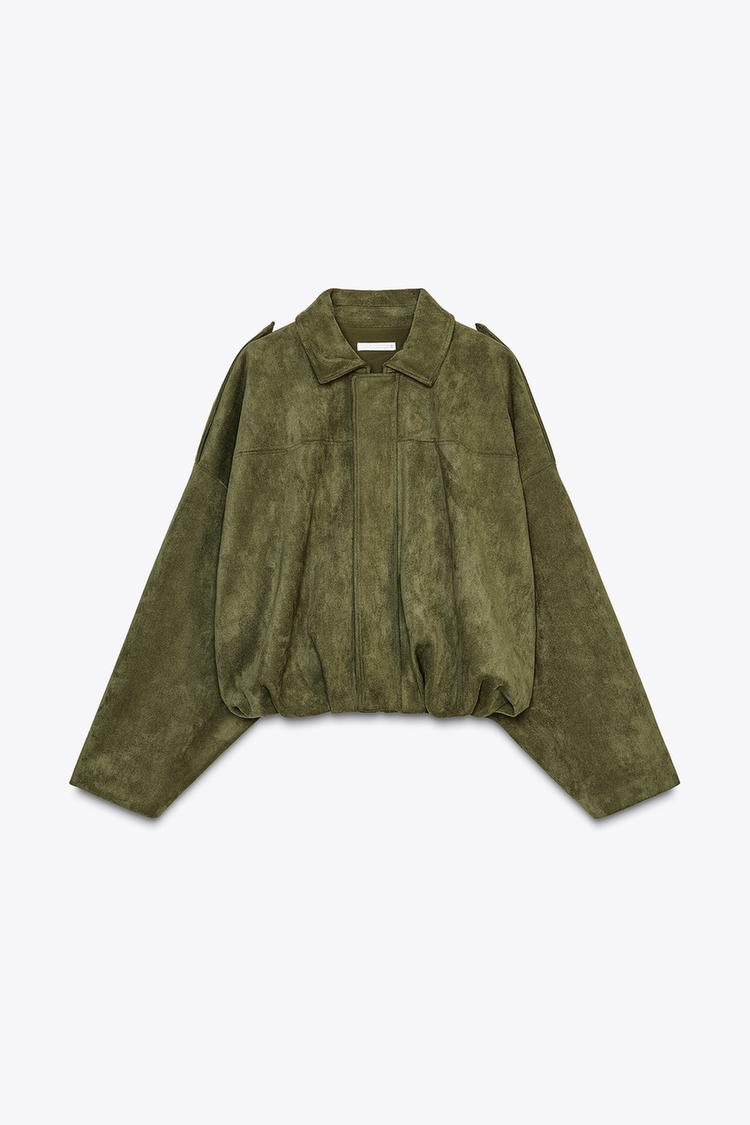 Suede Olive Bomber Jacket