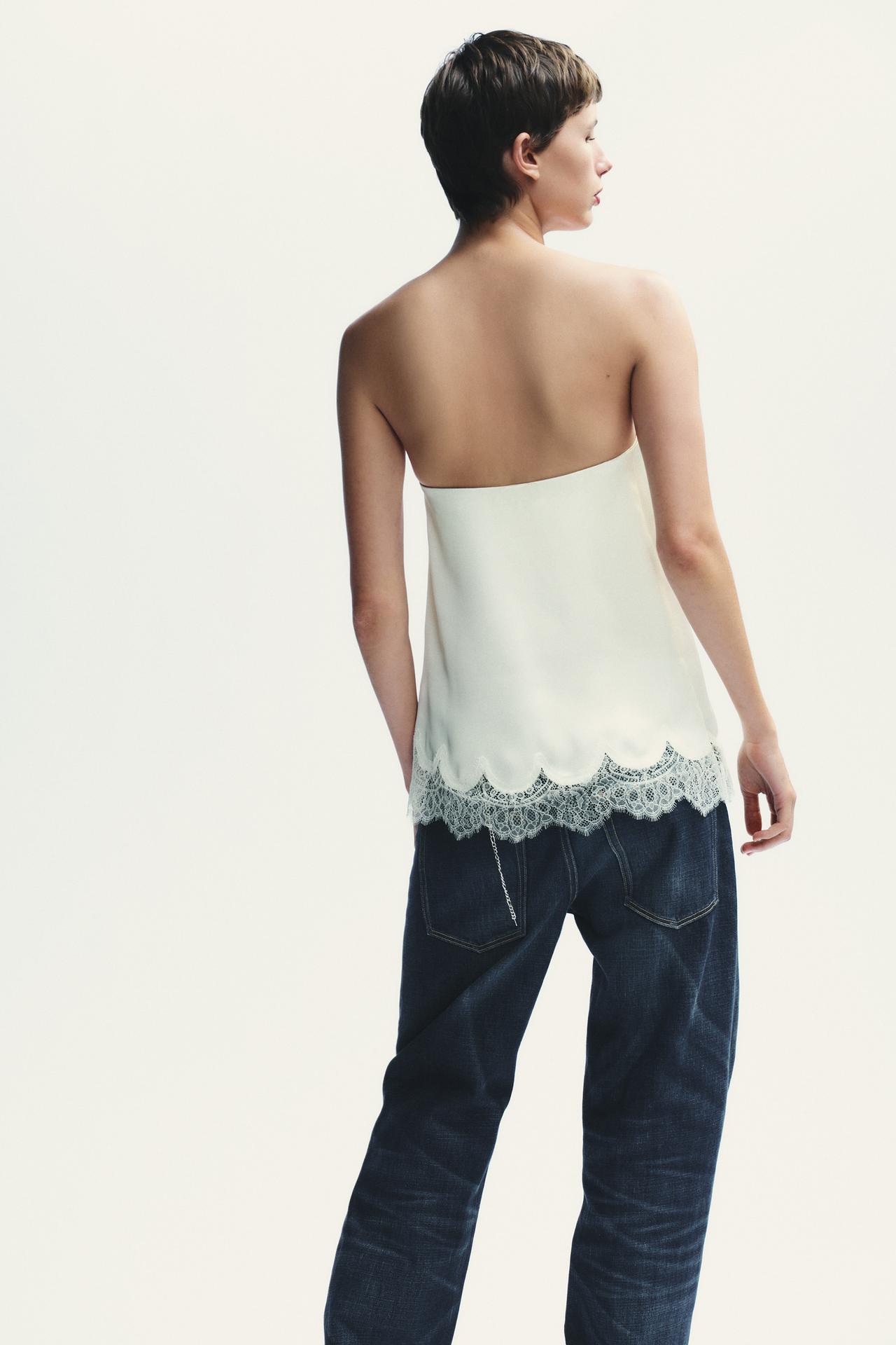 Top in raso con pizzo