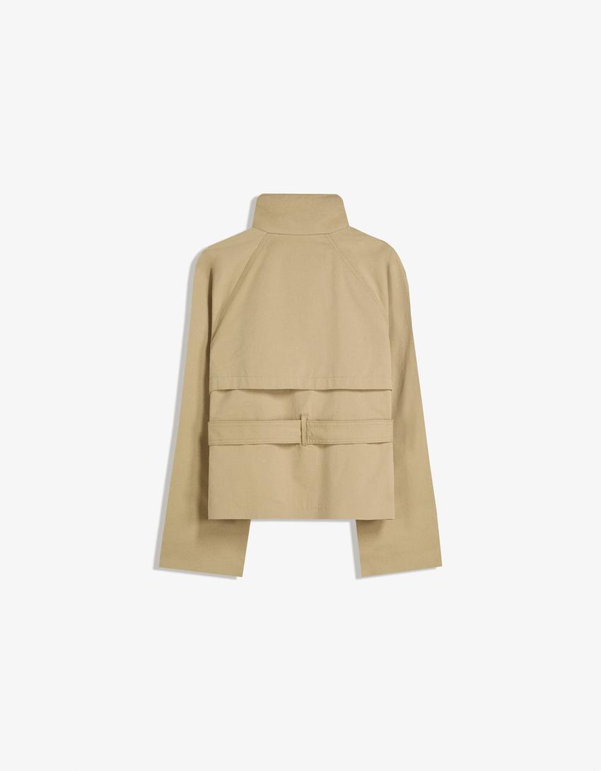 Cropped Sandy Trench Coat