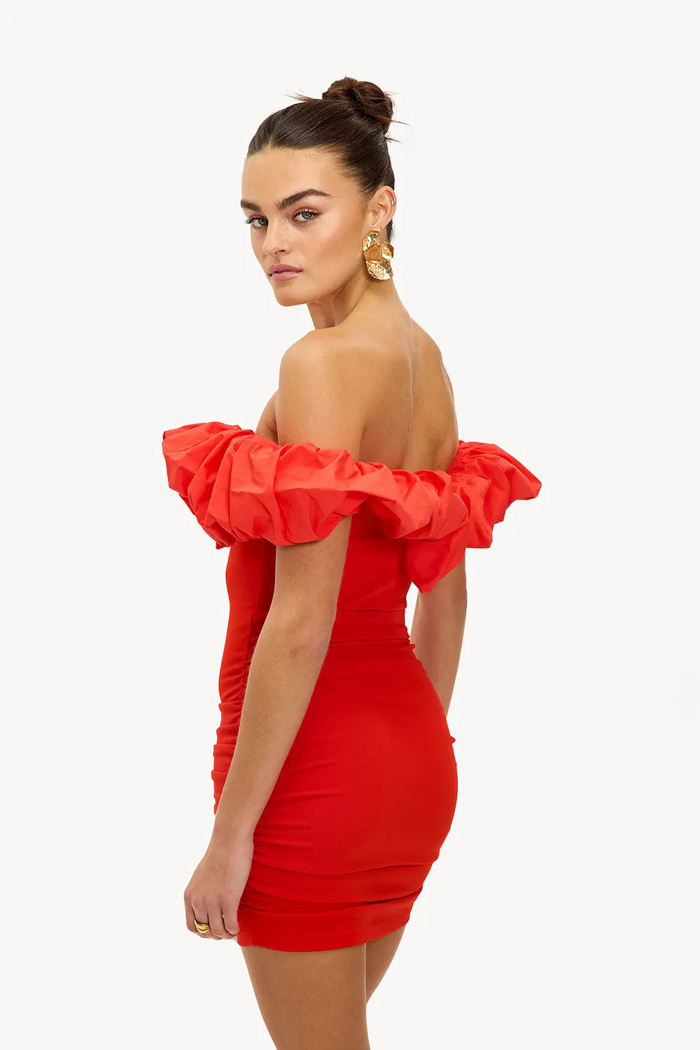 Crimson Off-Shoulder Dress