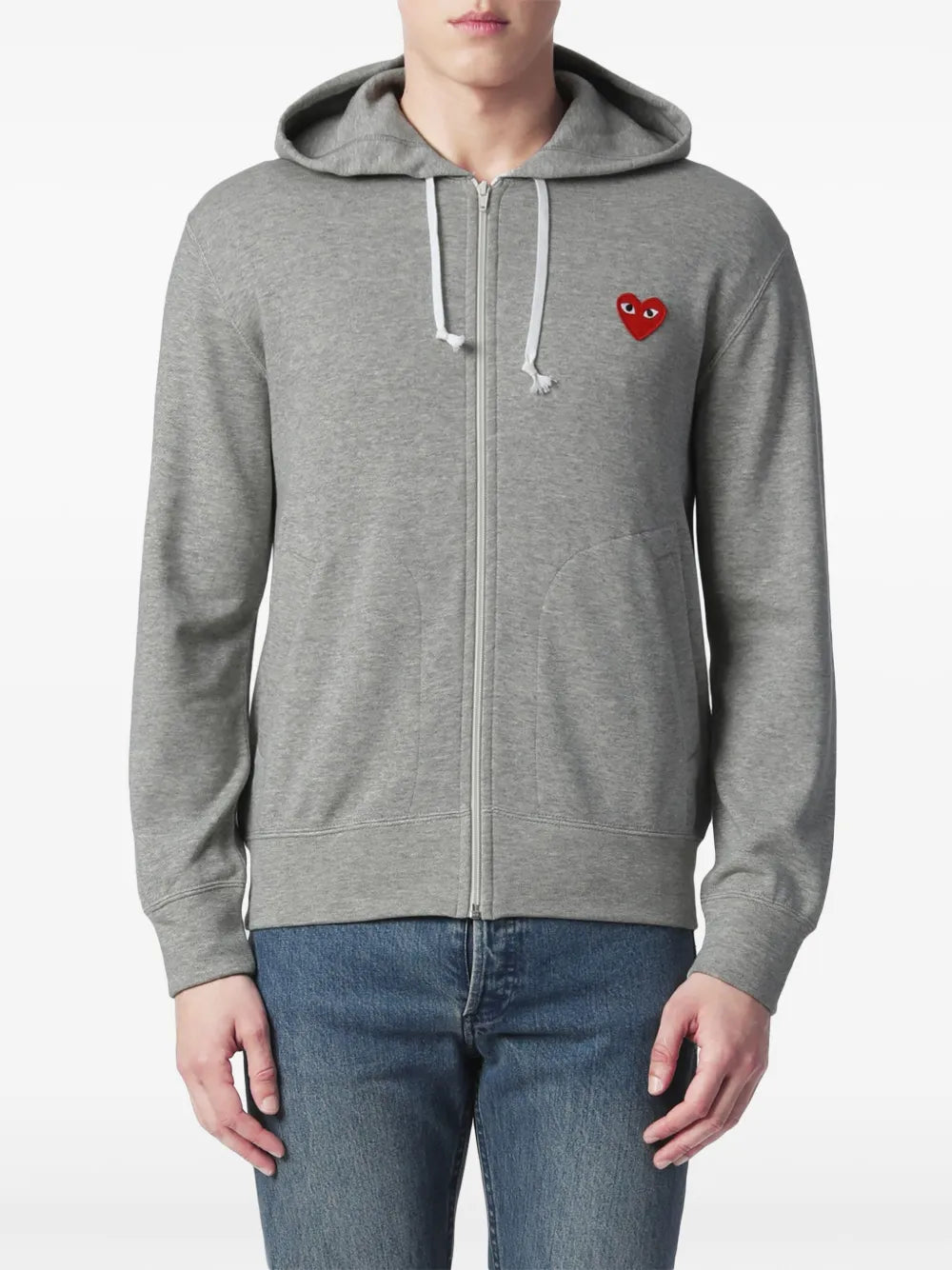 Grey Heart Zip Hoodie