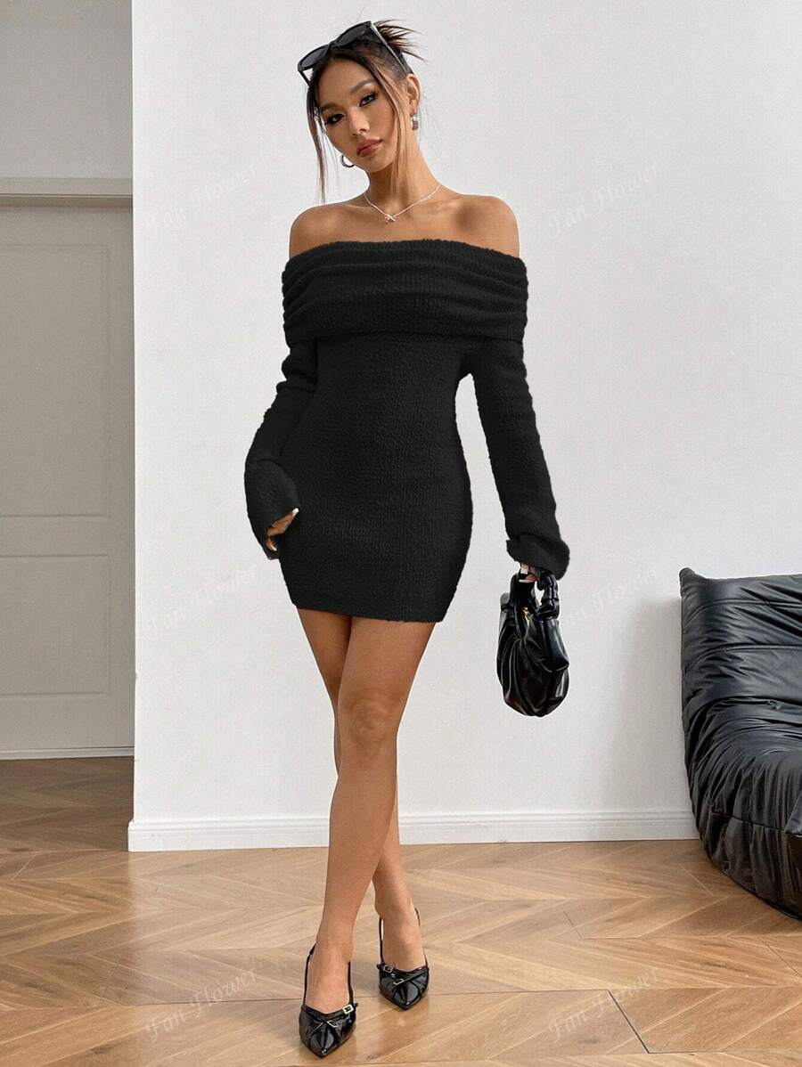 Fluffy Bodycon Mini Dress