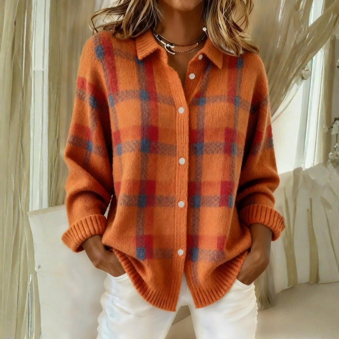 Olivia | Checked Knitted Cardigan