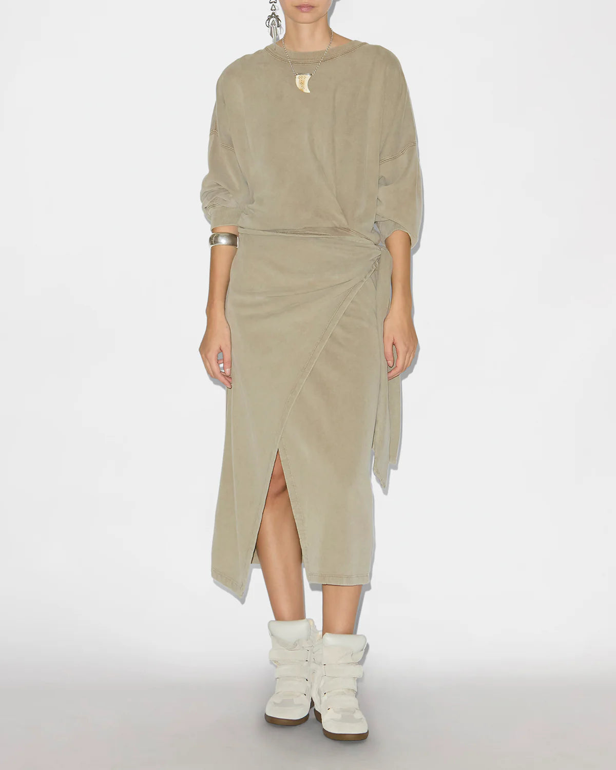 Leather Wedge Sneakers