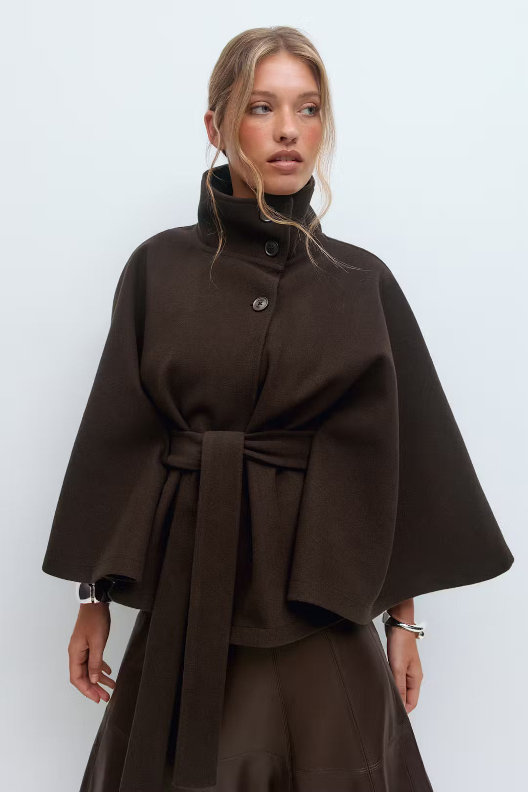 Chocolate Belt Cape Coat