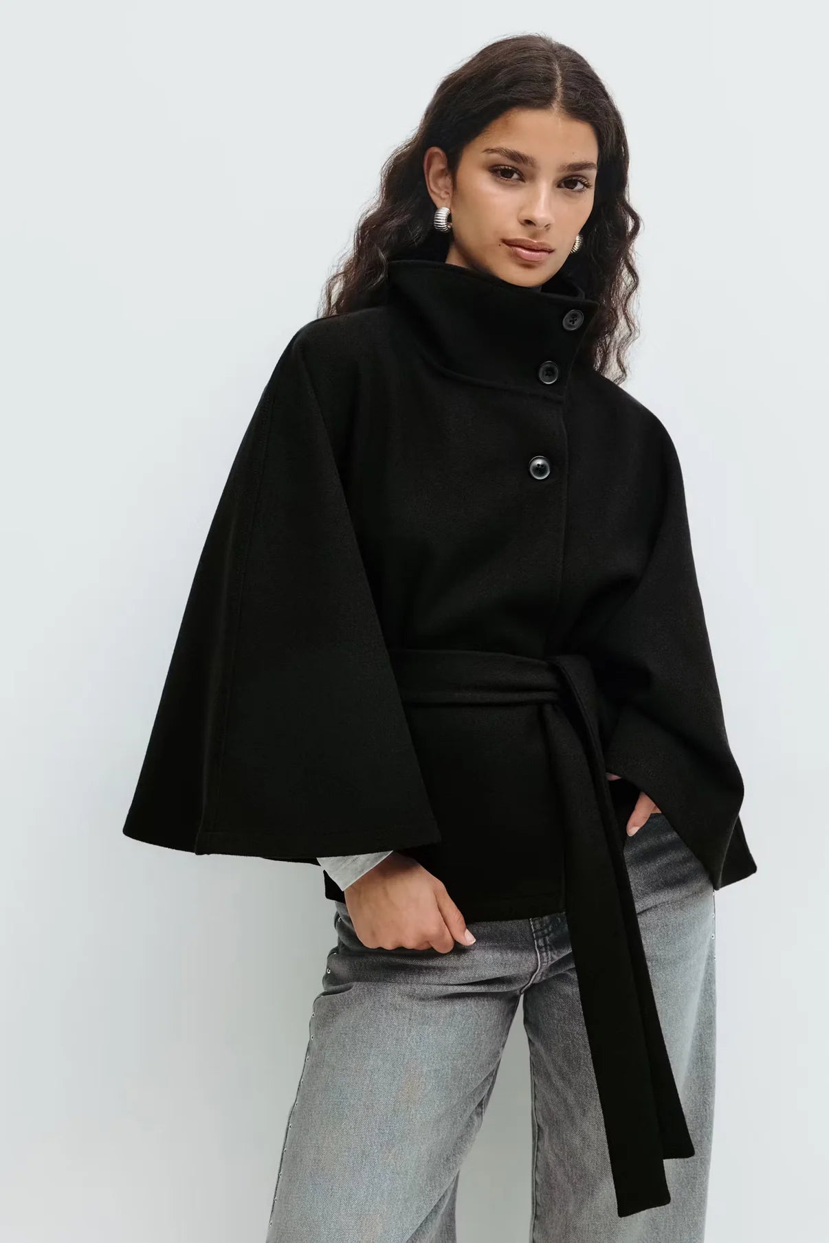 Elegance Belted Cape Coat