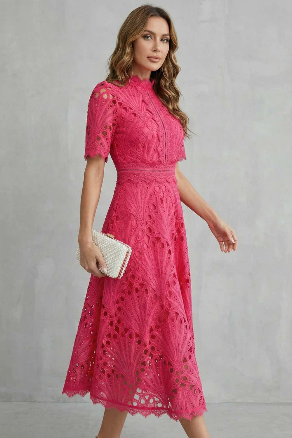 Abito midi in pizzo Rosabelle