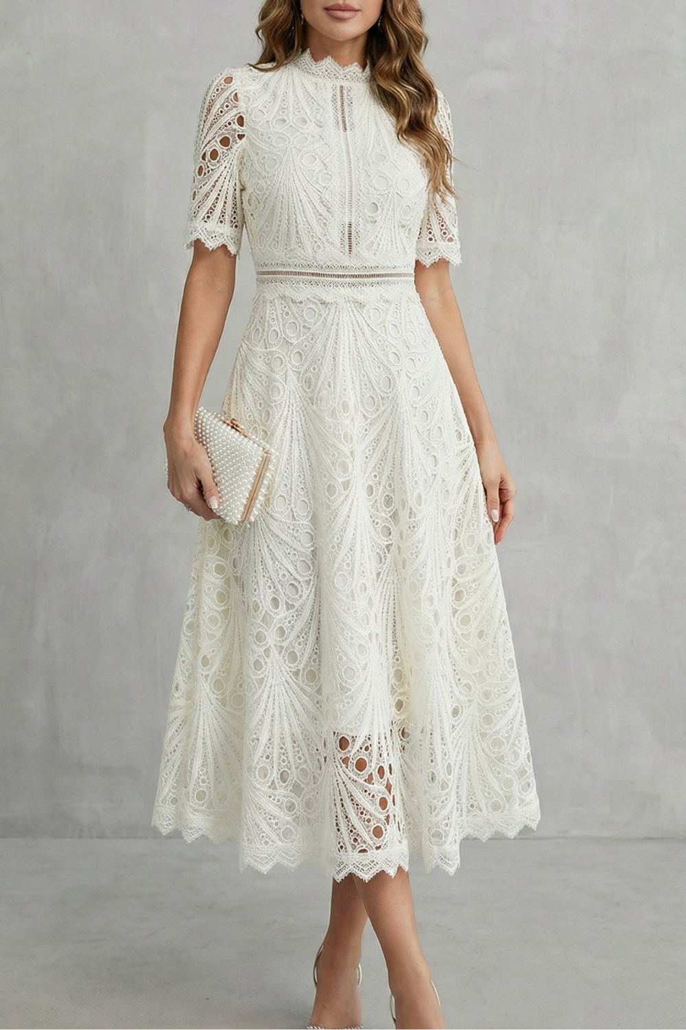 Abito midi in pizzo Rosabelle