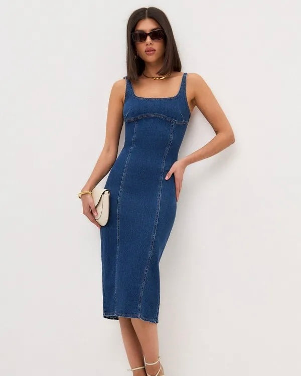 Midnight Denim Midi Dress