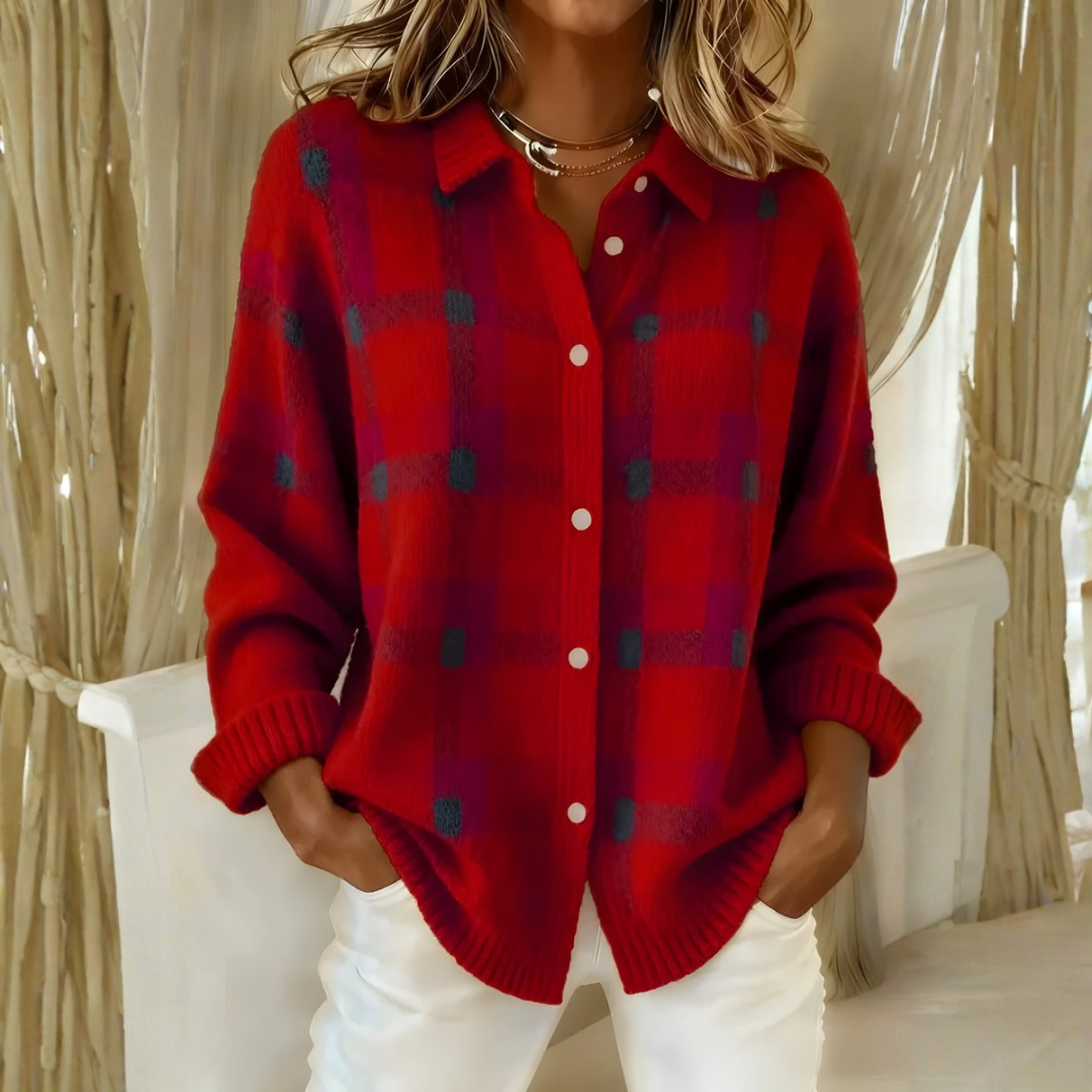 Emilia | Checked Knitted Cardigan