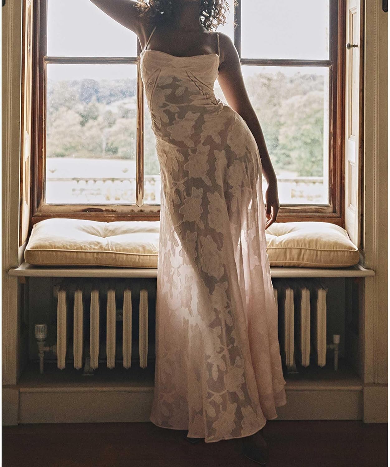 Ethereal Rose Satin Midi Dress