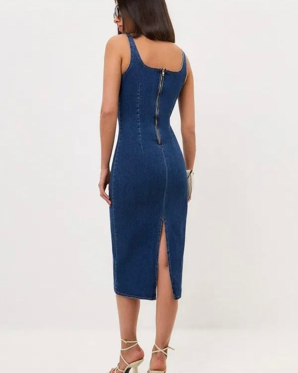 Abito midi in denim Midnight
