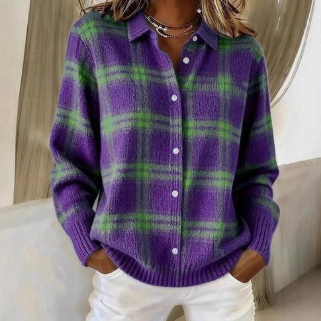 Fiorenza | Checkered Knit Cardigan