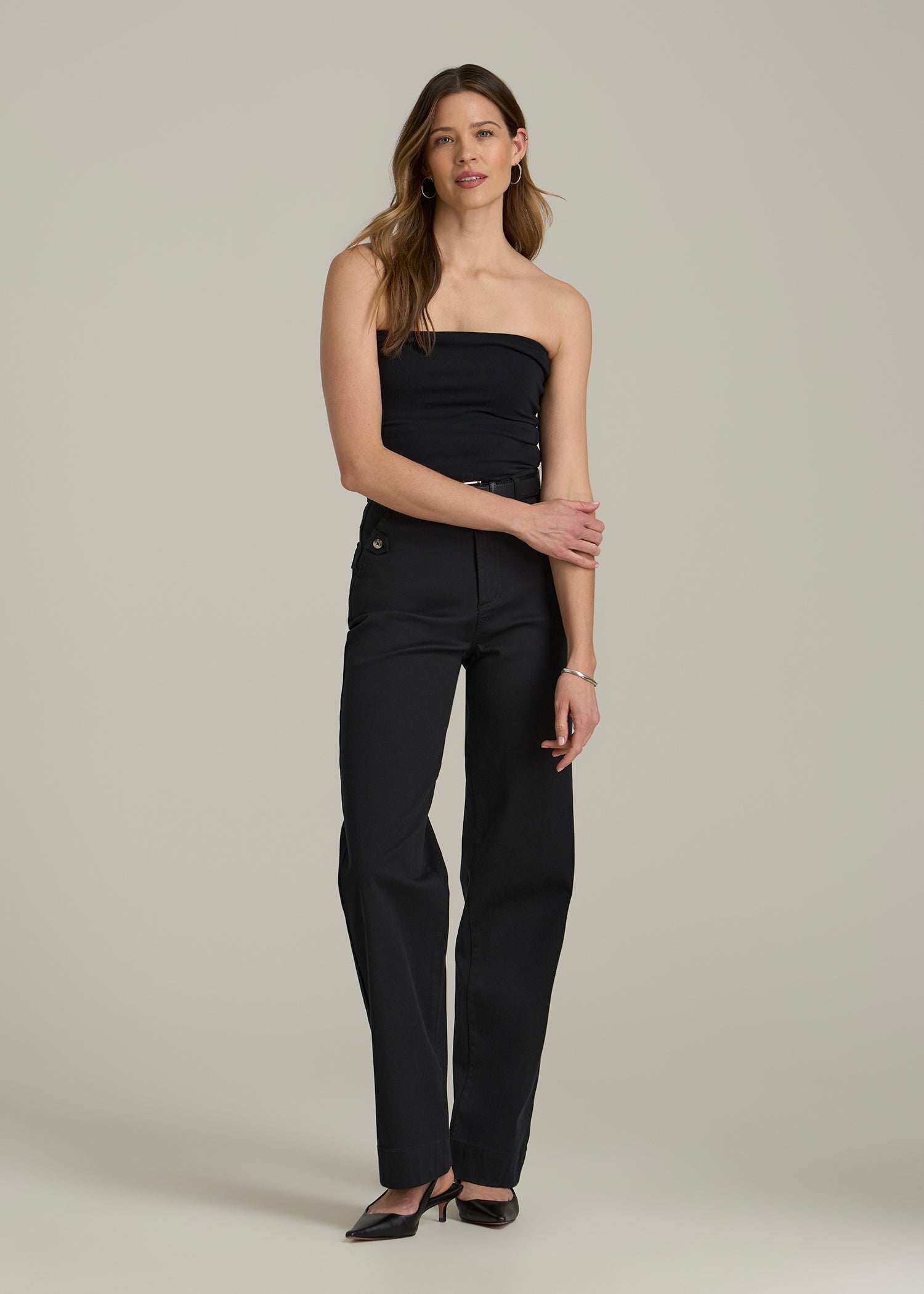 Stretched Wide Leg Trousers