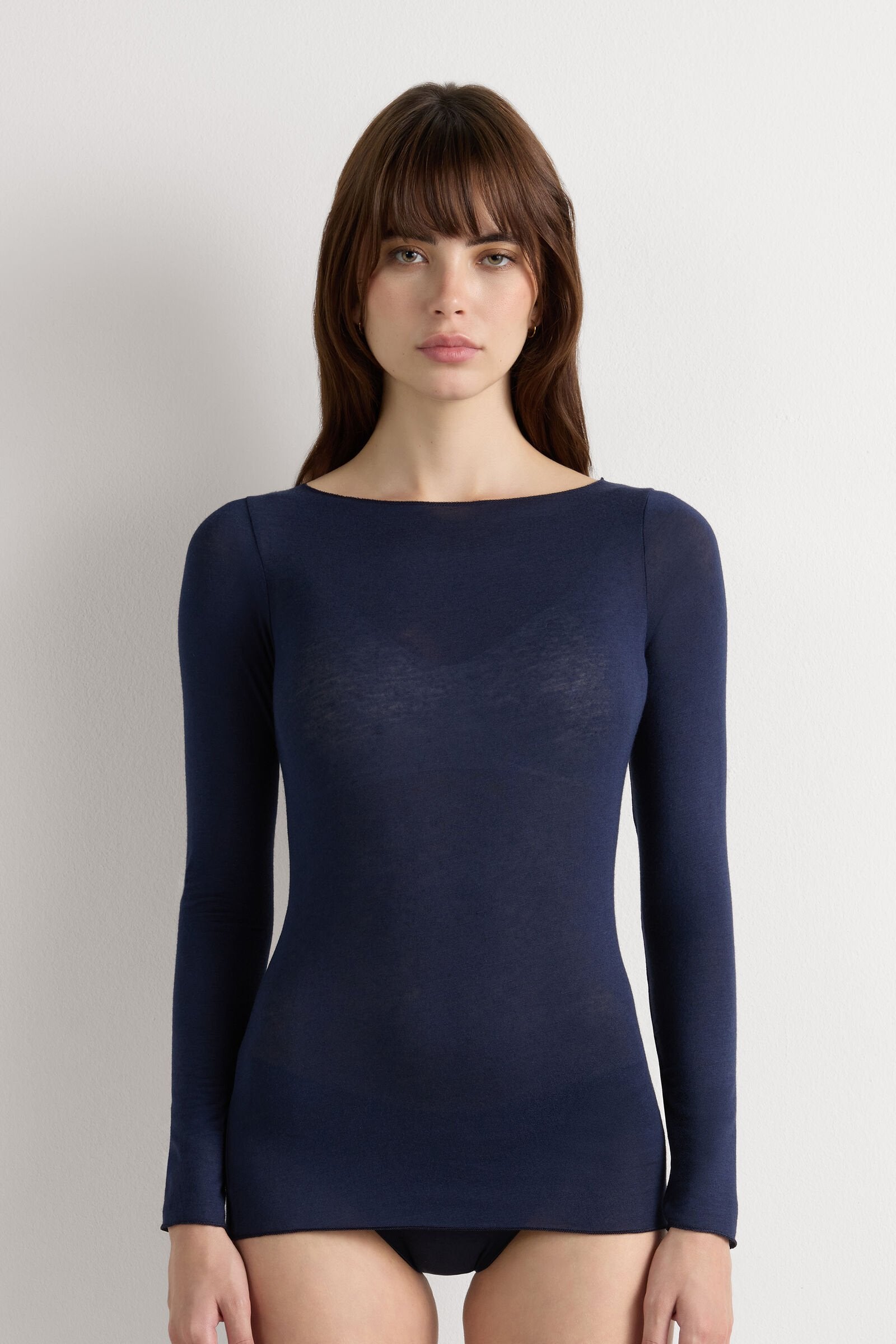 Boat Neck Long-sleeve In Modal Cashmere