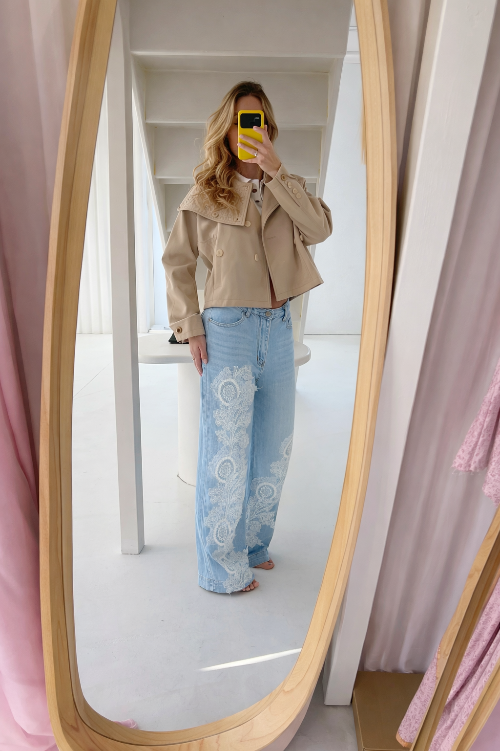 Wide Leg Lace Jeans