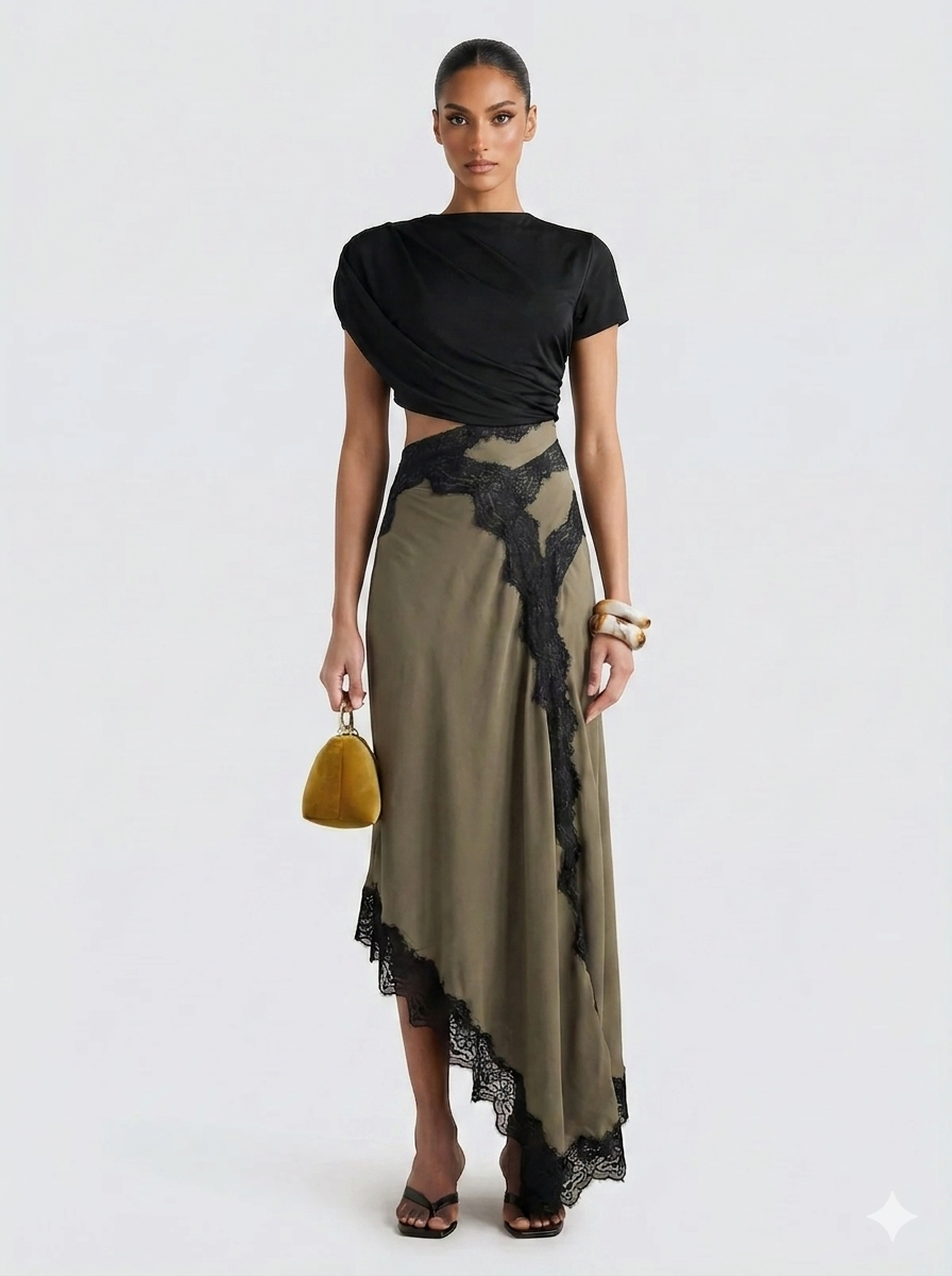 Set composto da gonna lunga in pizzo e top