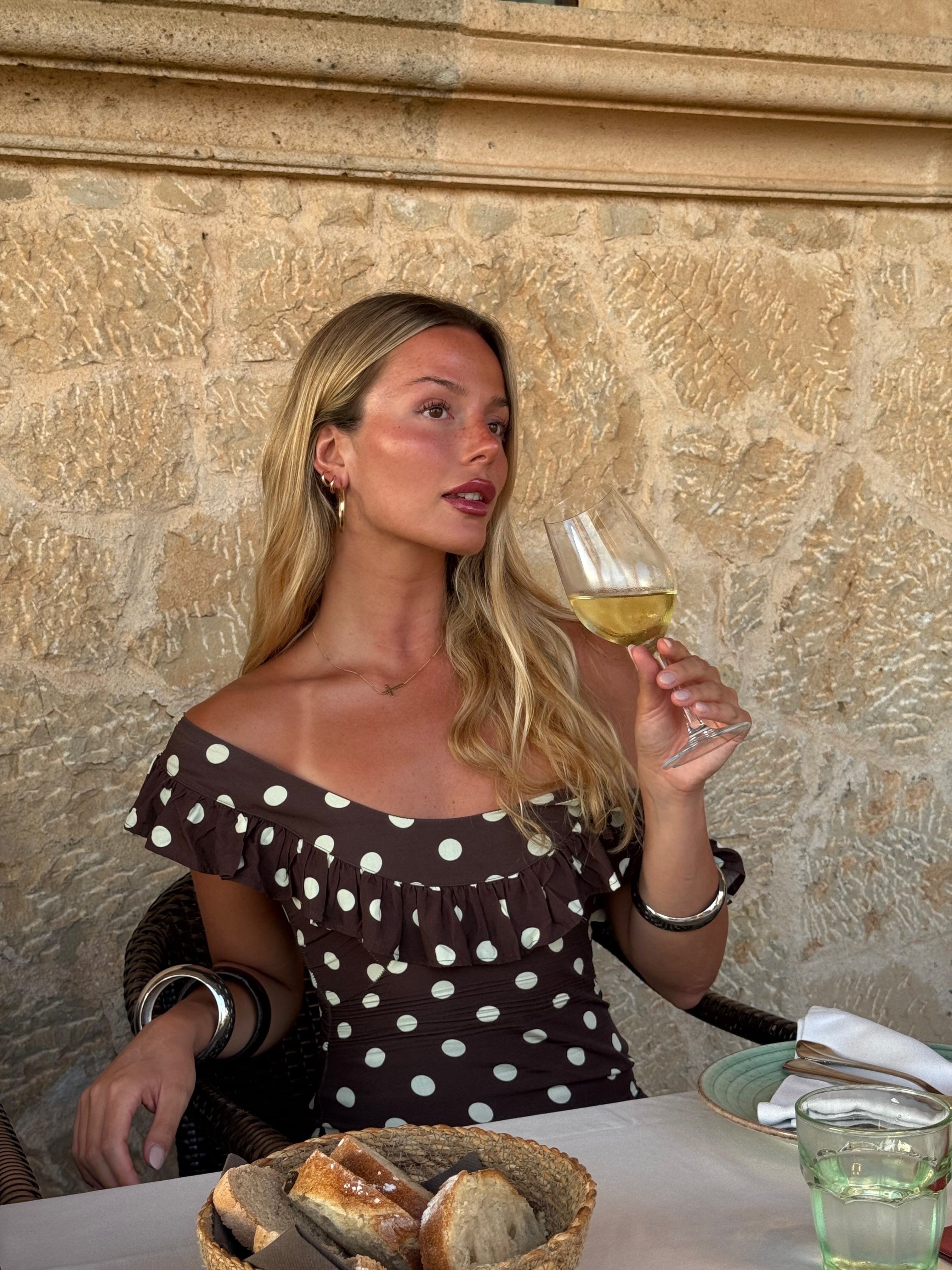 The Luna Brown Polka Dot Dress