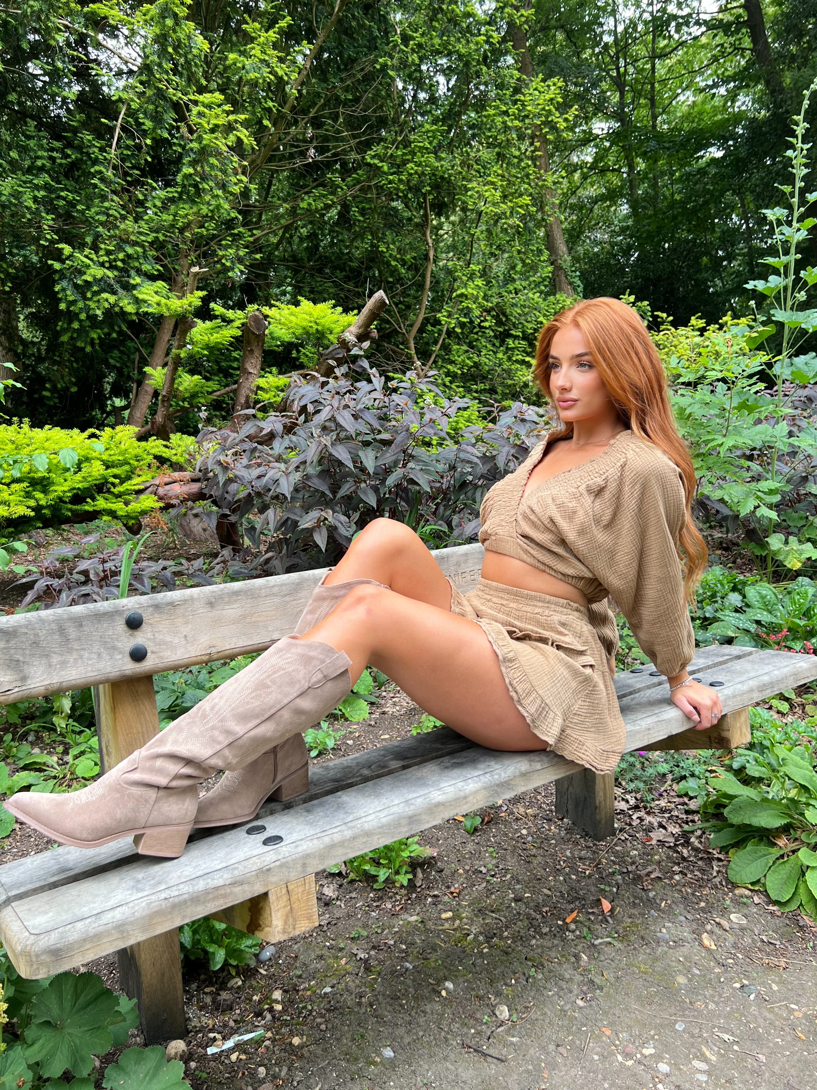 Dark Beige Knee High Boots