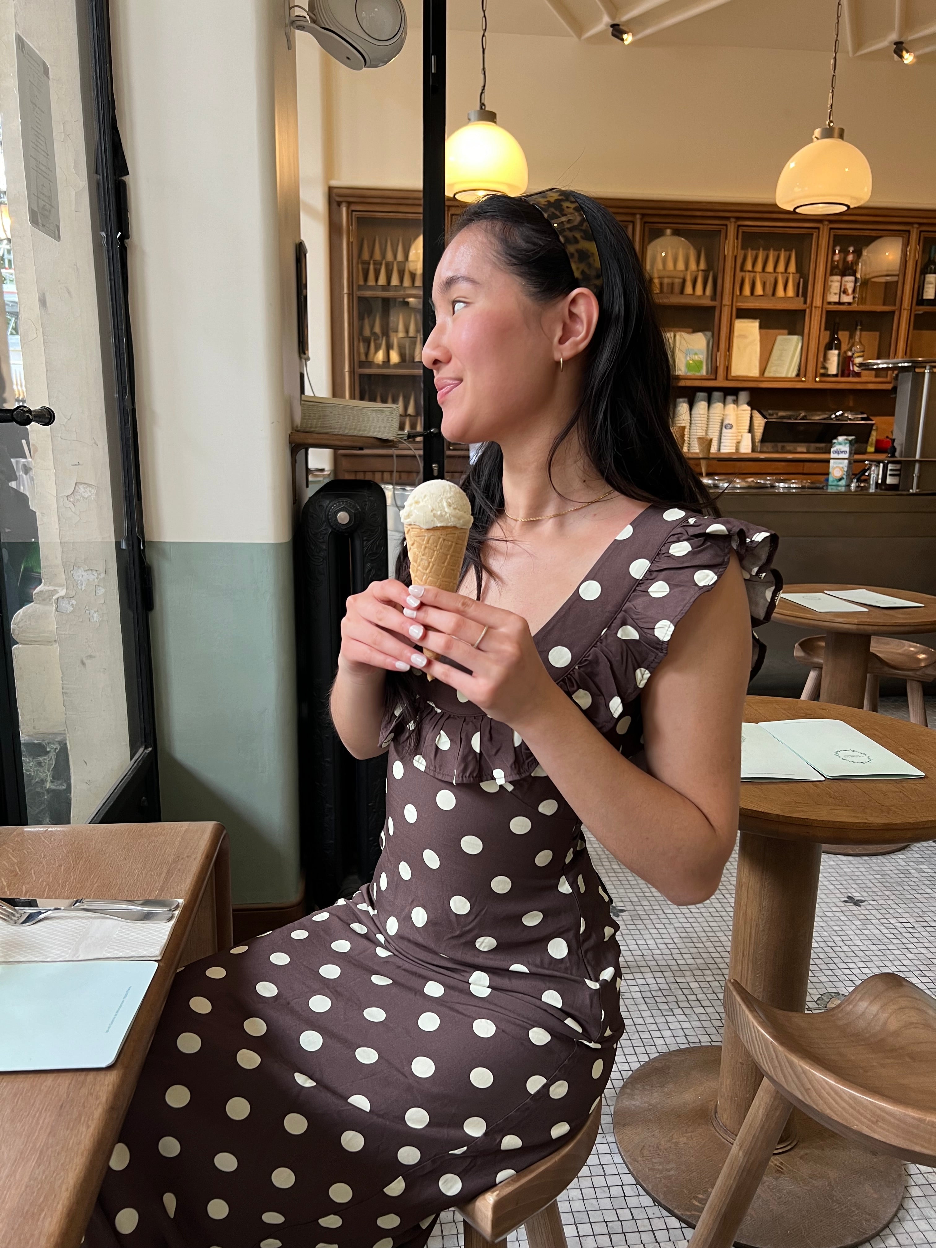 The Luna Brown Polka Dot Dress