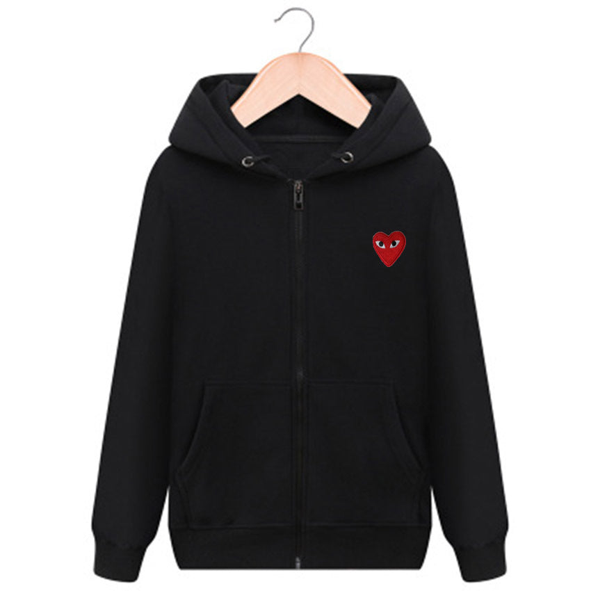 Grey Heart Zip Hoodie