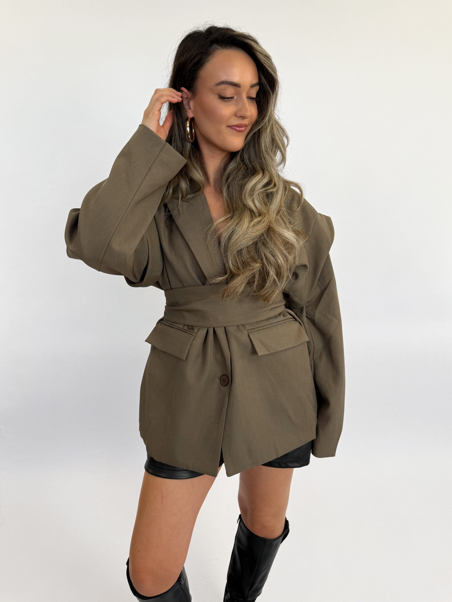 Oversized Belted Blazer Jacket