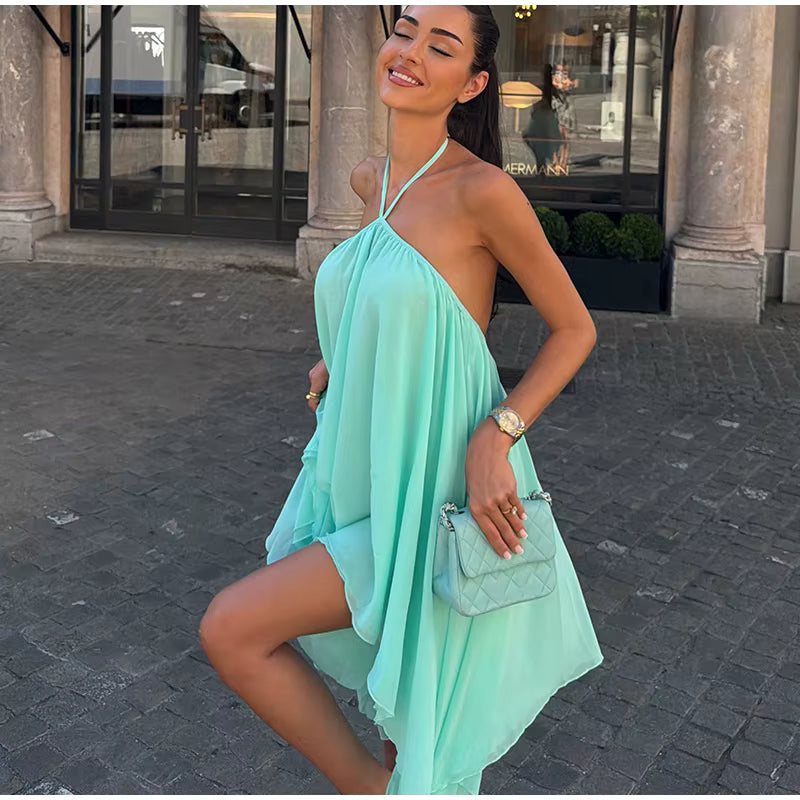 Flowy Halter Mini Dress