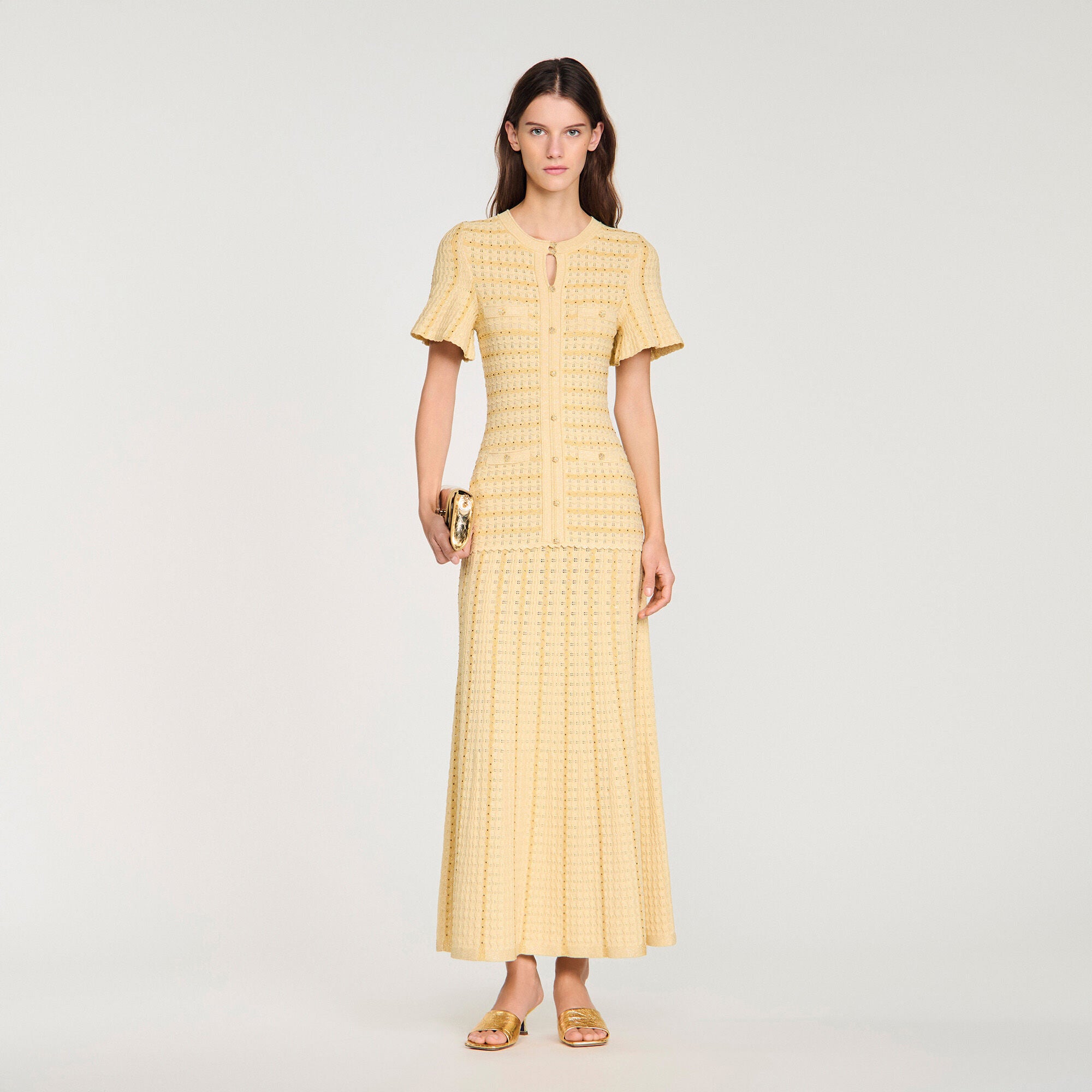Maxi abito in maglia con strass