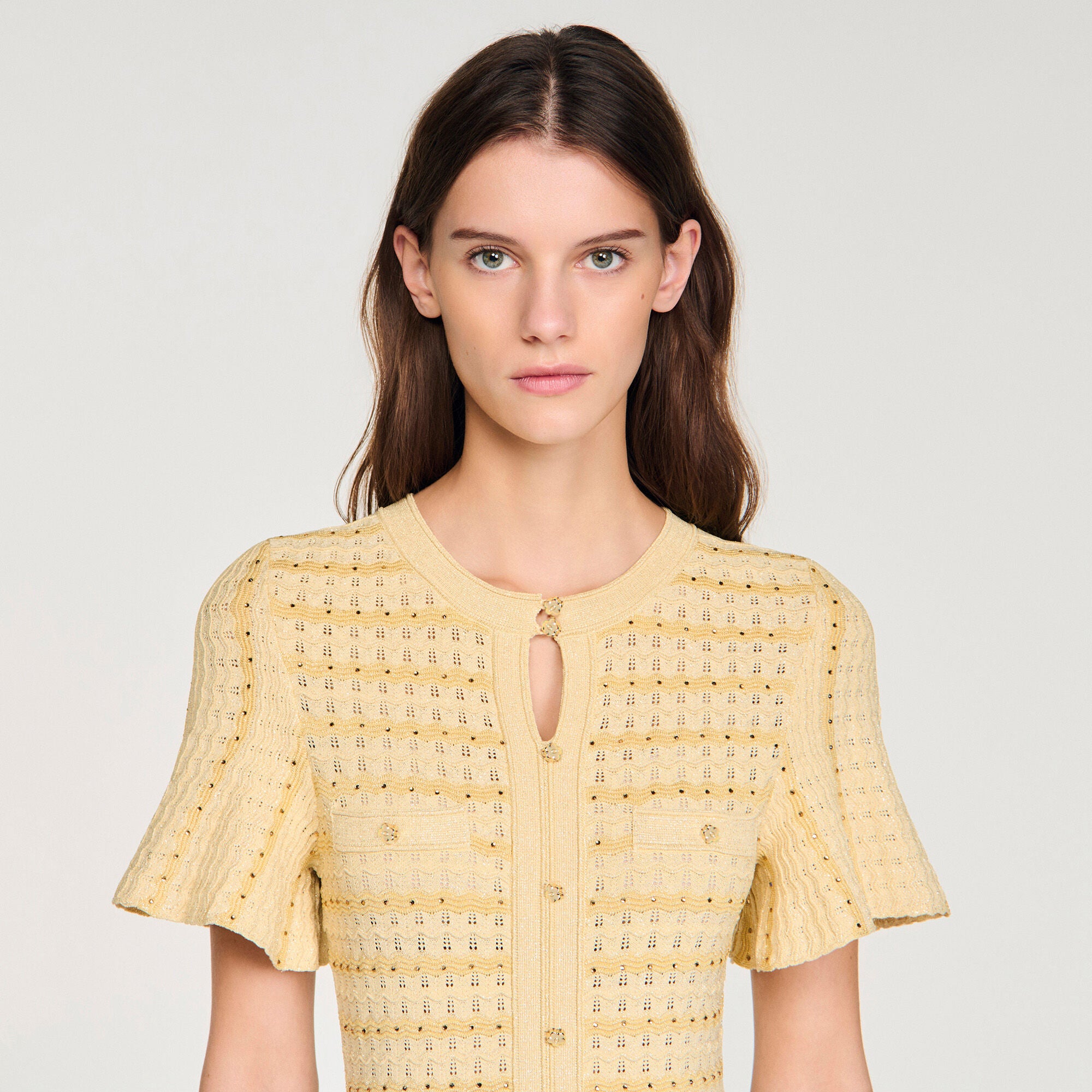 Maxi abito in maglia con strass