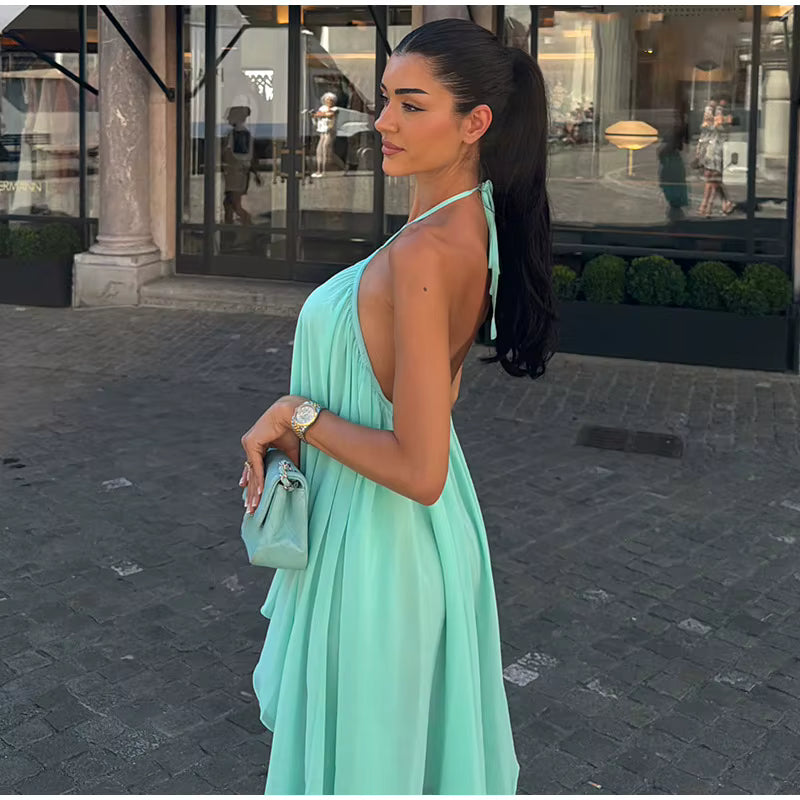 Flowy Halter Mini Dress