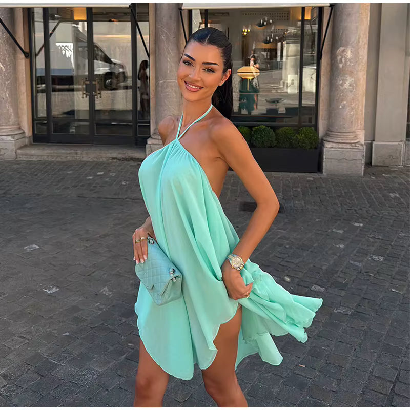 Flowy Halter Mini Dress
