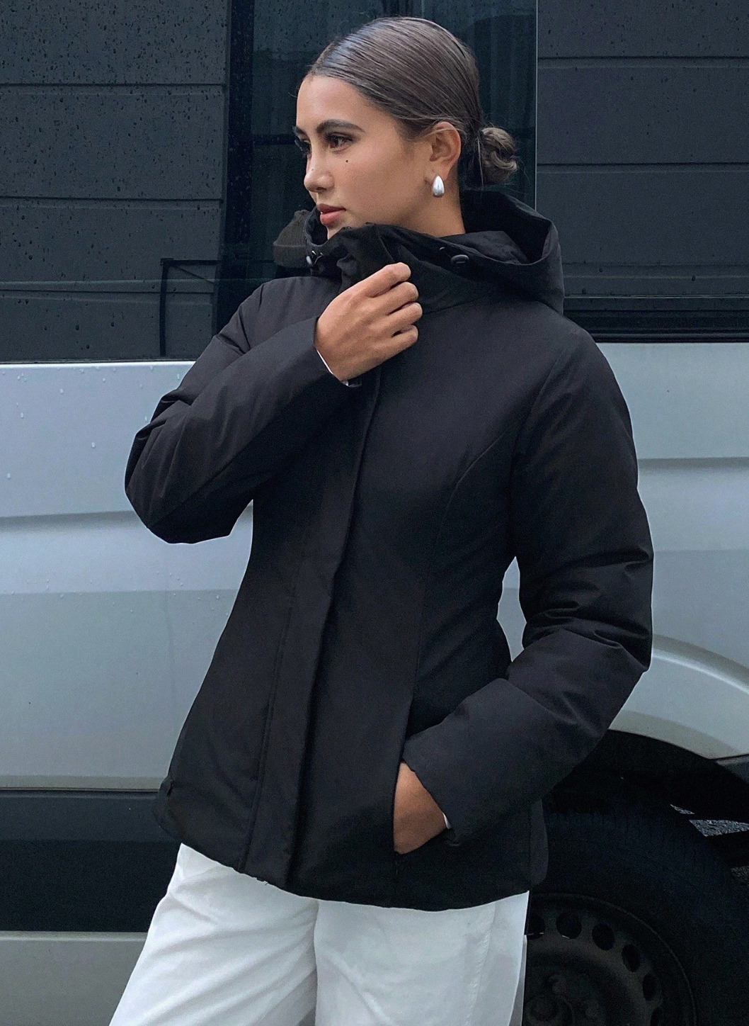 Black Hooded Puffer Jacket