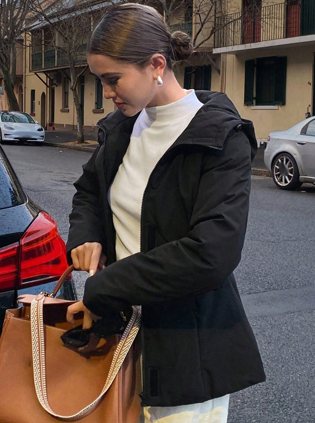 Black Hooded Puffer Jacket