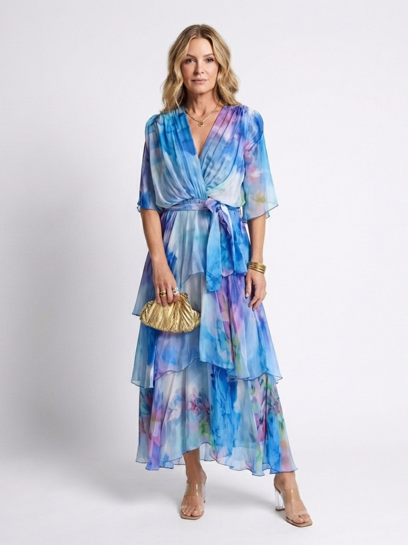 Abito lungo con vita in tulle Calista