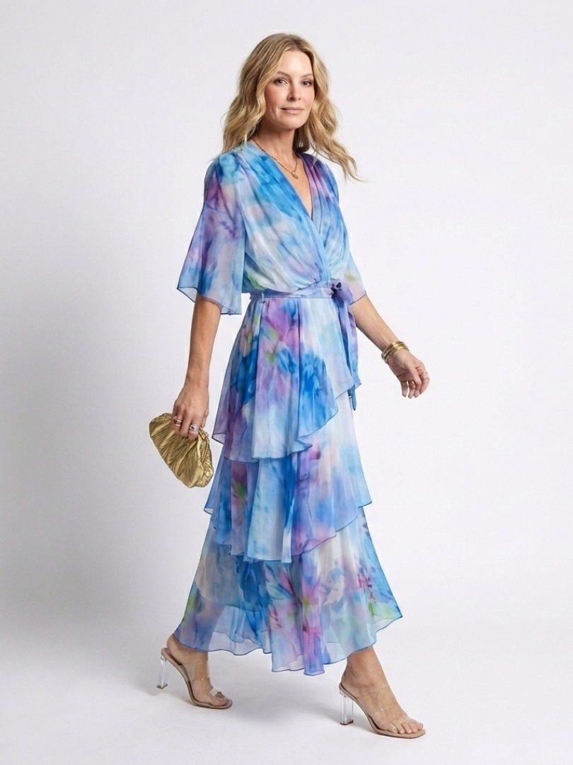 Abito lungo con vita in tulle Calista