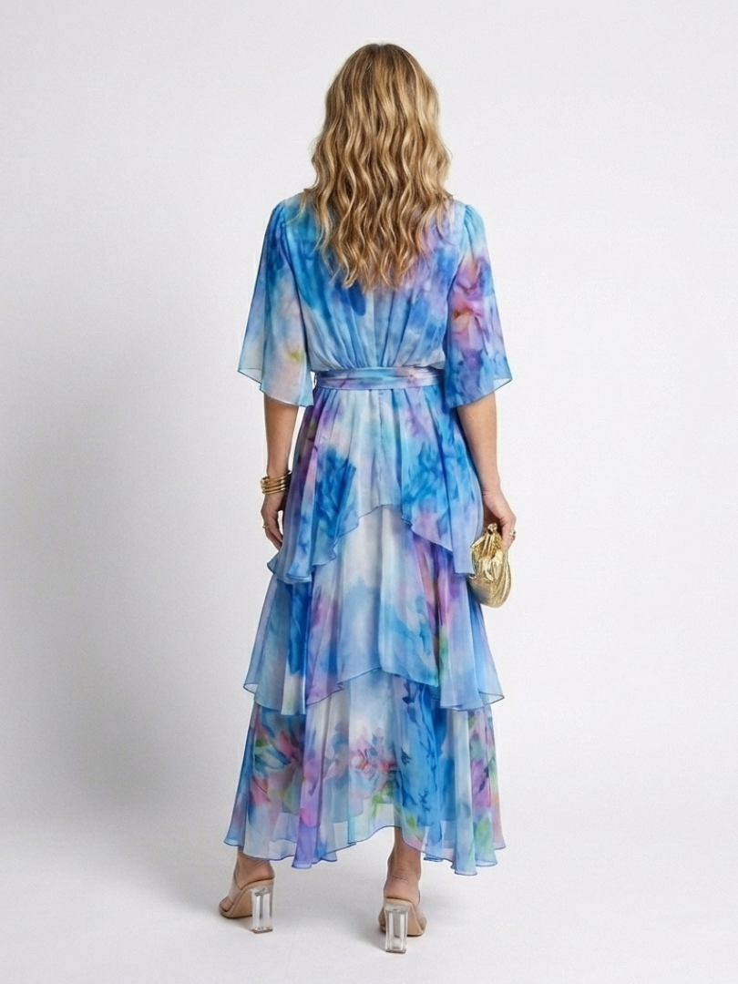 Abito lungo con vita in tulle Calista