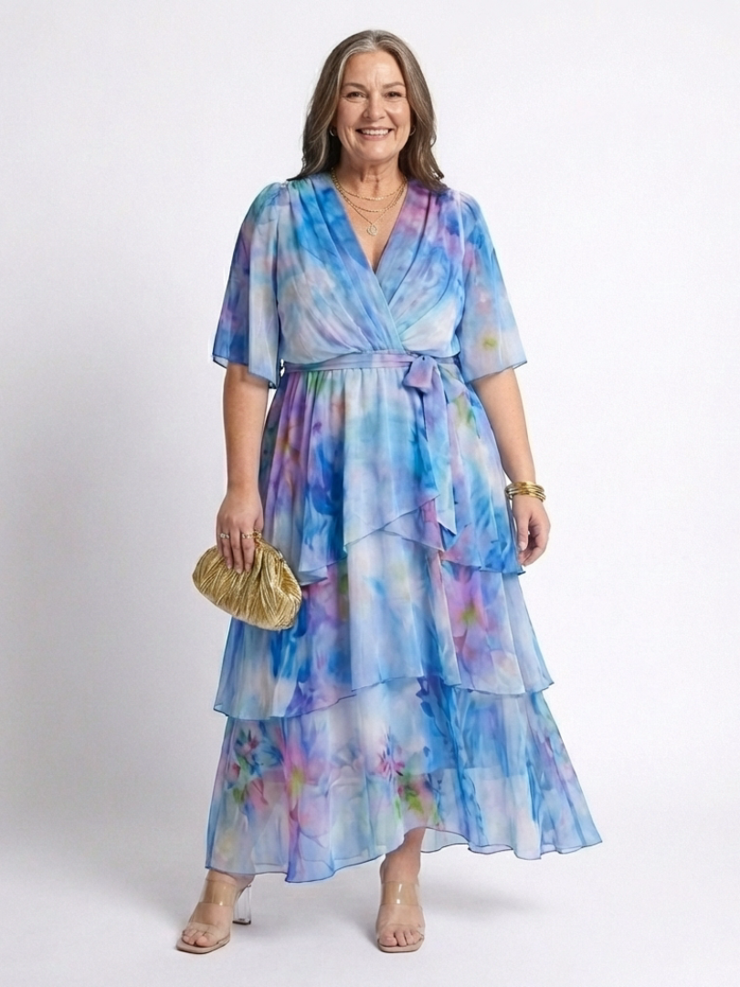 Abito lungo con vita in tulle Calista