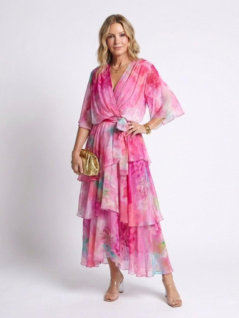 Abito lungo con vita in tulle Calista