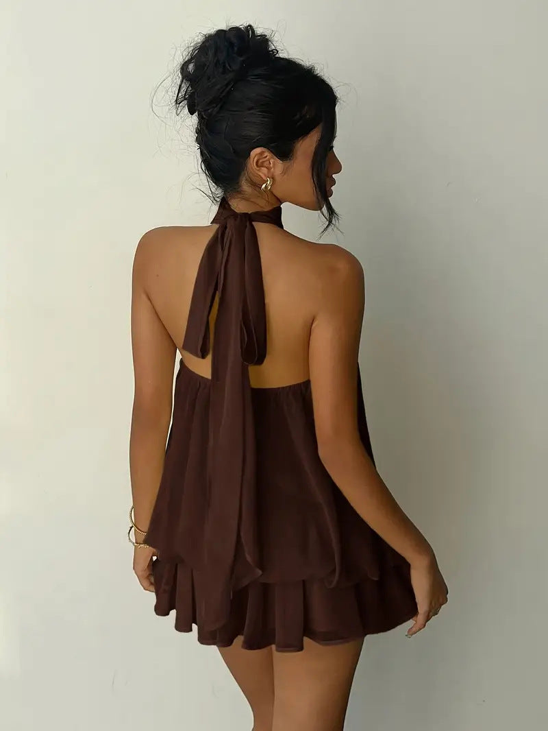 Halter Neck Ruffle Dress
