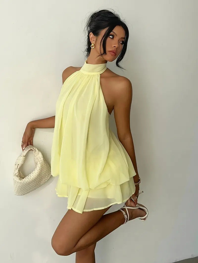Halter Neck Ruffle Dress