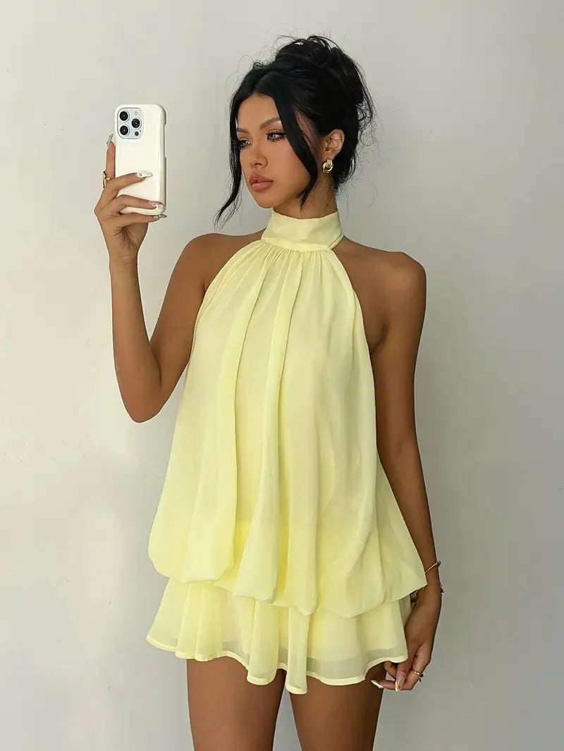 Halter Neck Ruffle Dress