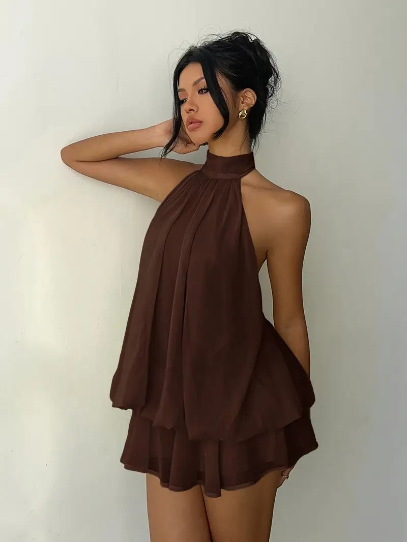 Halter Neck Ruffle Dress