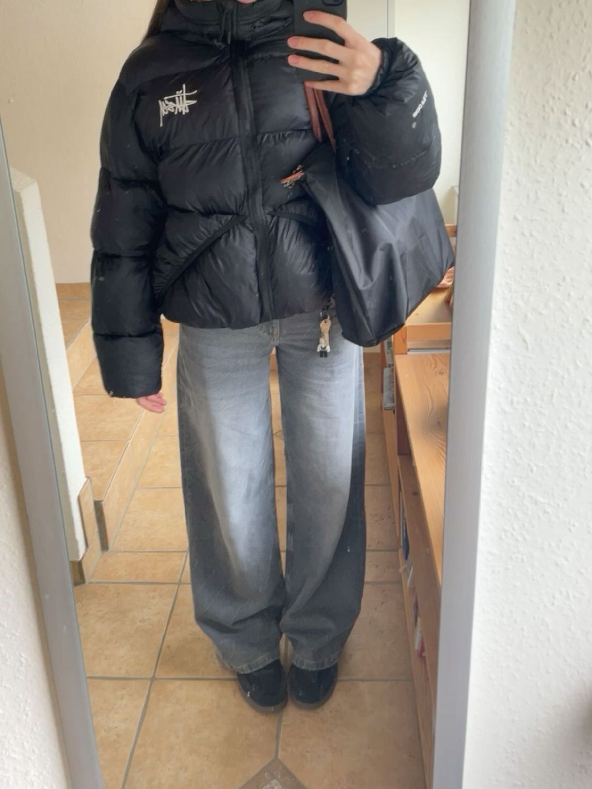 Black Stüssy Puffer Jacket