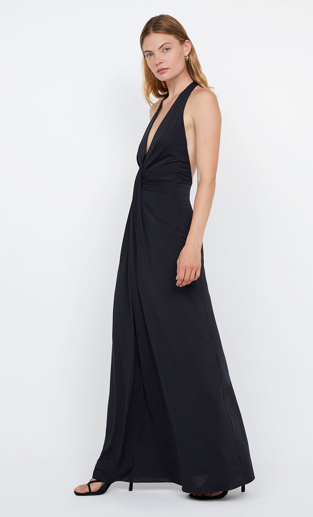 Elegant Black Drape Dress