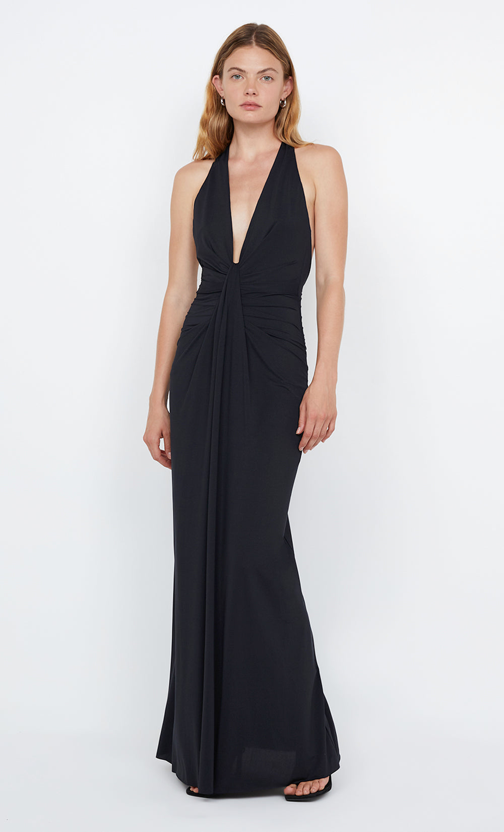 Elegant Black Drape Dress